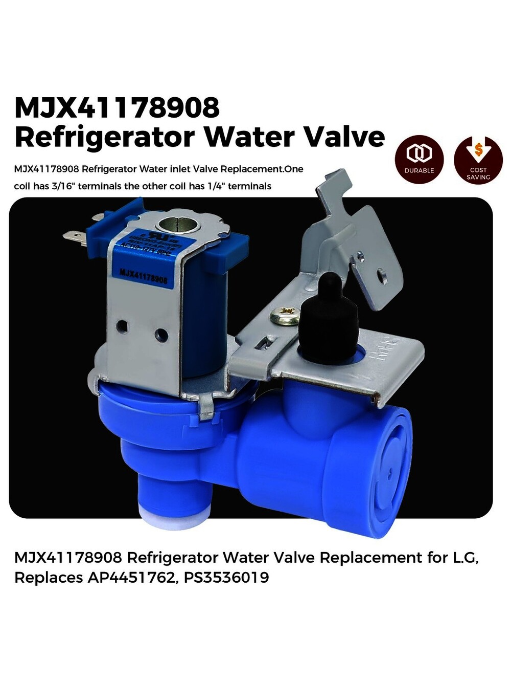 Edgewater Parts MJX41178908 Ice Maker Water Valve Compatible With LG Refrig…
